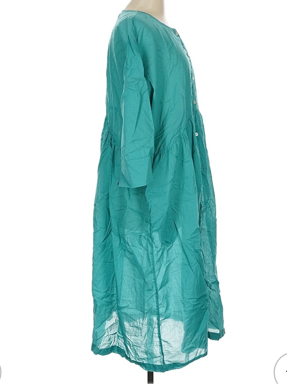 Gudrun Sjoden Dress green Agnes Teal Bracelet Sleeve Tiered Midi button front L - Picture 6 of 11